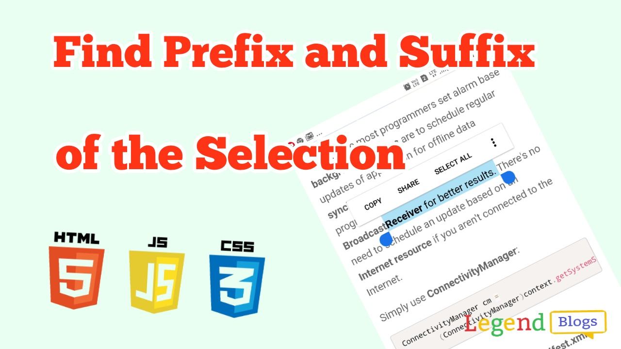 How to find prefix and suffix of the word in javascript